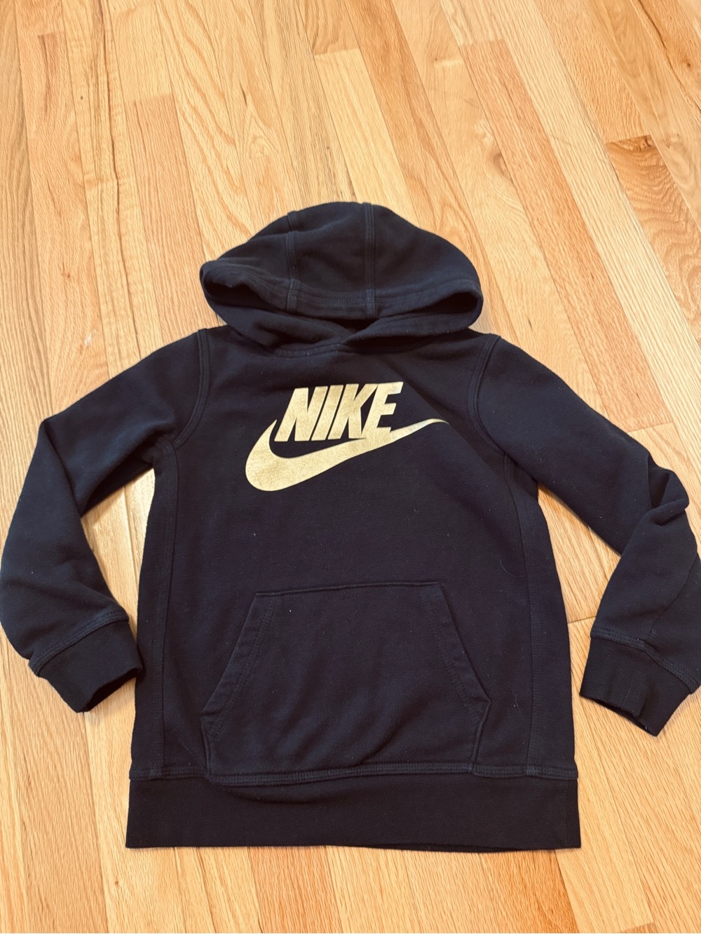 Nike Kids Black Hoodie with Gold Logo